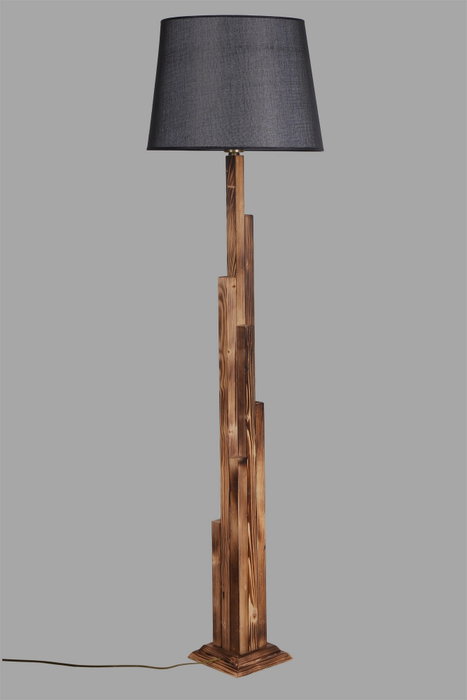 Opviq Lámpara de Pie de Madera con Pantalla de Tela Marrón y Negro Opviq Lámpara de Pie de Madera con Pantalla de Tela Marrón y Negro